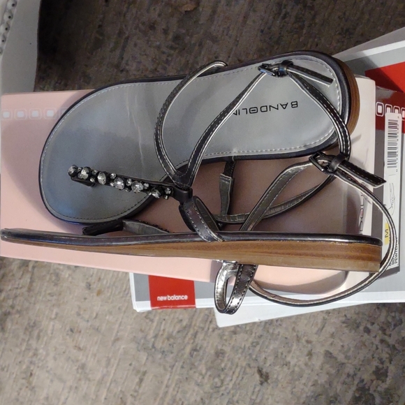 Bandolino Dayne Metallic Rhinestone Sandals, 8M, pewter silver - Picture 3 of 5
